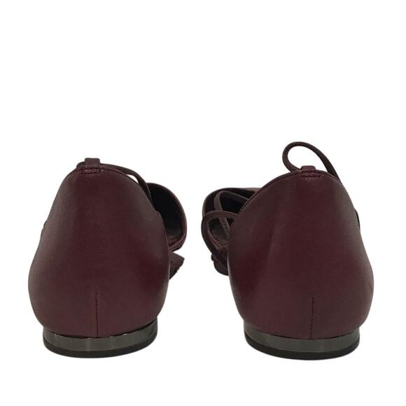 Coach Aubergine Leather Soft Shine Calf Laceup Pointed Toe Ballet‎ Flats Size 9 - Picture 4 of 6